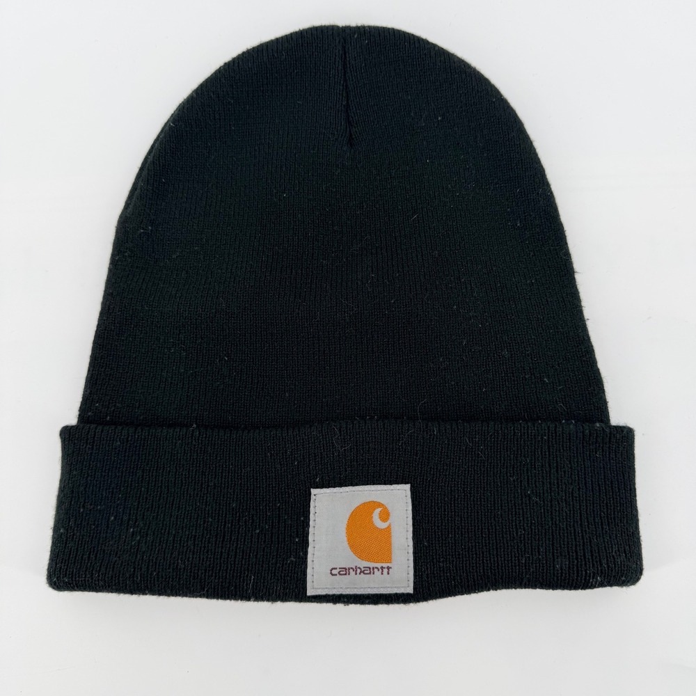 Carhartt Acrylic Watch Hat Beanie Black Knit Logo Workwear Streetwear OSFM
